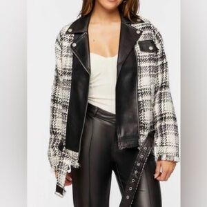 Forever 21 Houndstooth Faux Leather Jacket Brand New With Tags Size Medium